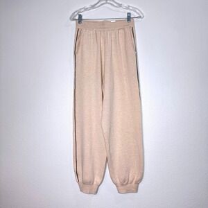 CASHMERE Womens Joggers LG Cream Pockets Metallic Tuxedo Stripes Athleisure